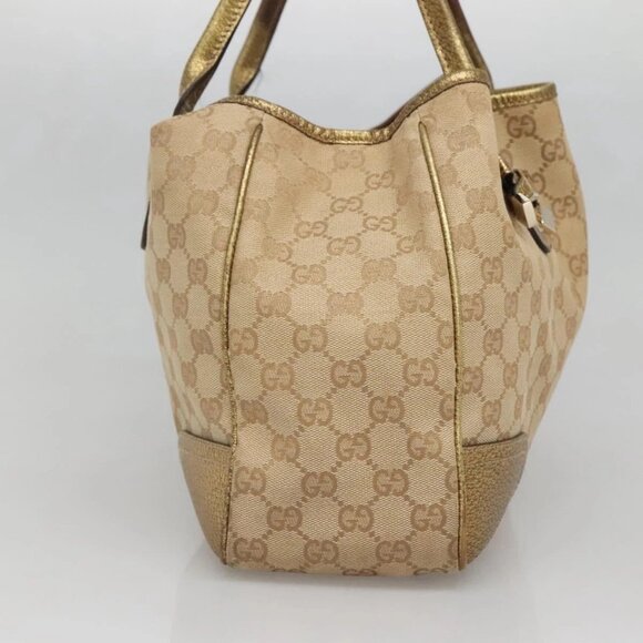 GUCCI GG Canvas Hand Bag Beige Gold 163805 Auth 135061 - Picture 3 of 16